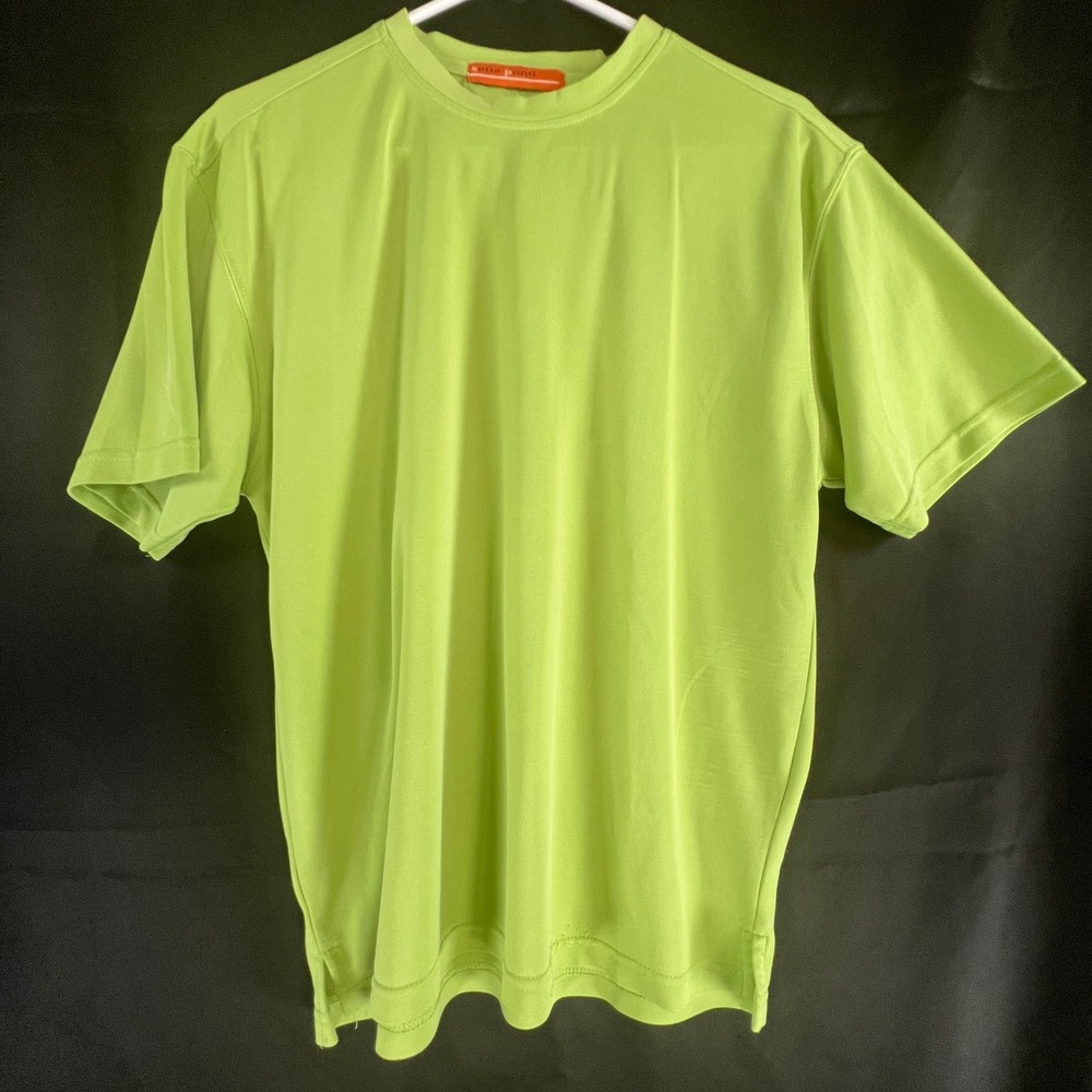 Sette Ponti Mens Lime Green Short Sleeve Performance T-Shirt Crew Neck Solid 213
